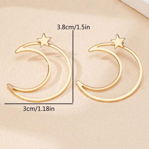 Elegant Gold Sun Stars Hoop Drop Earrings - Picture 4 of 5